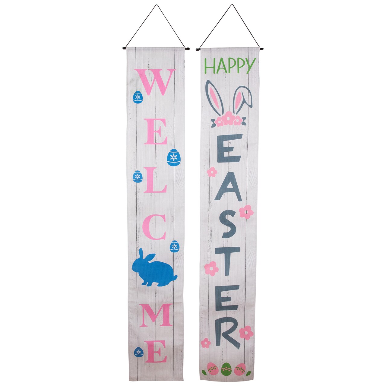 Northlight Welcome and Happy Easter Outdoor Hanging Door Banners - 71" - Set of 2